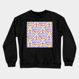 3d Geometric Pattern, Square Motifs Crewneck Sweatshirt